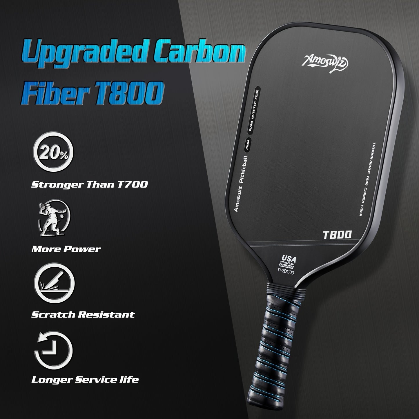 Amoswiz T800 Carbon Fiber Pickleball Paddle
