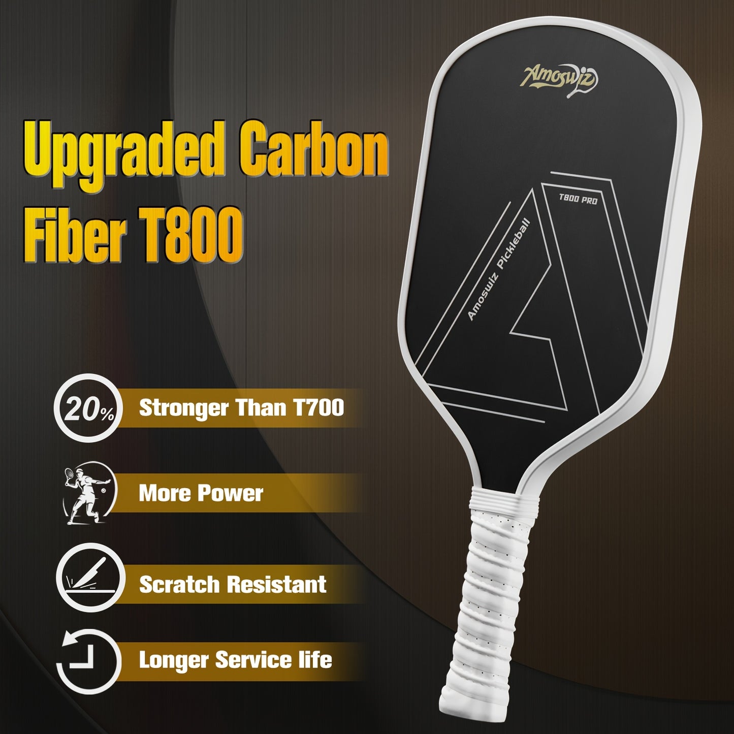 Amoswiz T900 Carbon Fiber Thermoformed Pickleball Paddle