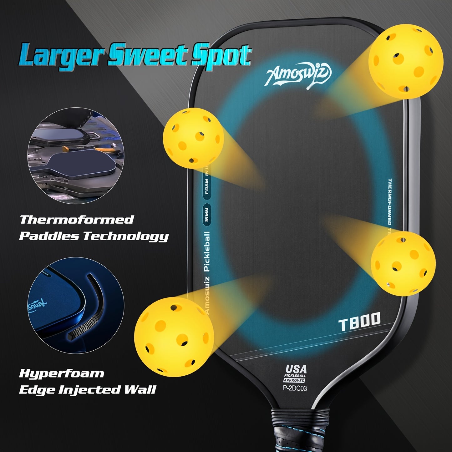 Amoswiz T800 Carbon Fiber Pickleball Paddle