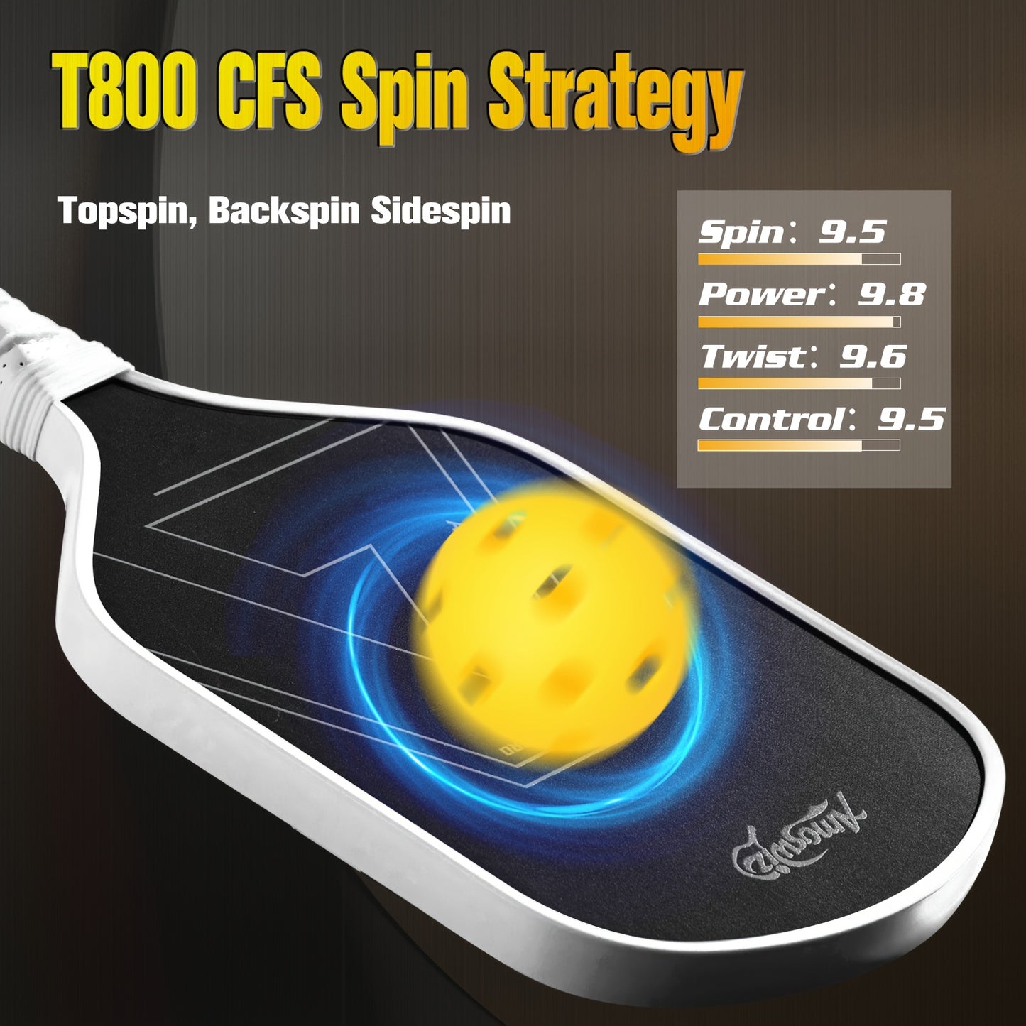 Amoswiz T900 Carbon Fiber Thermoformed Pickleball Paddle
