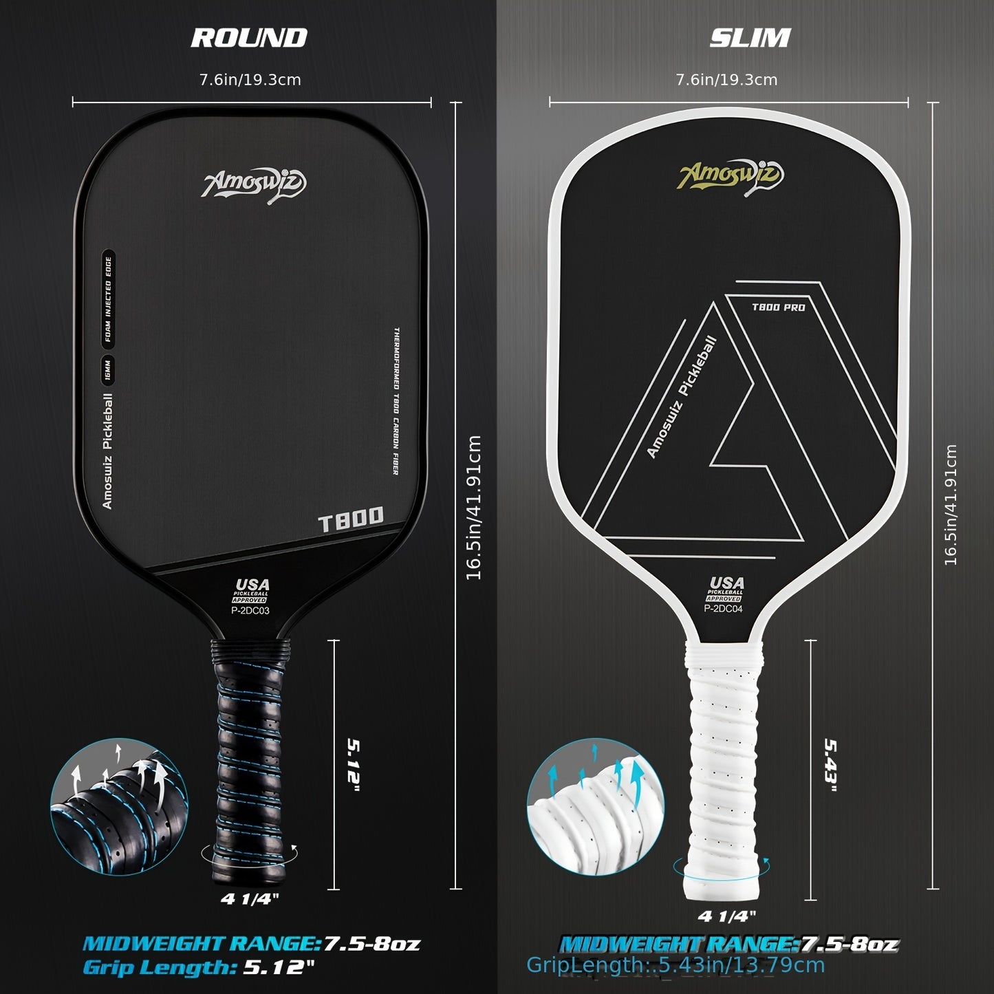 Amoswiz T800 Carbon Fiber Pickleball Paddle