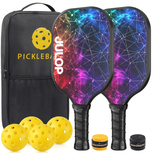 JULOP Pickleball Paddles Set for Beginners & Pros | 2 Rackets, 4 Balls, & Bag