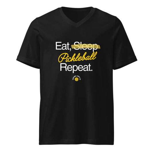 Eat, Sleep, Pickleball, Repeat Unisex V-Neck Tee