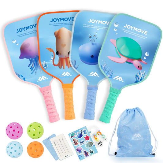 JOYMOVE Kids' Pickleball Paddle Set - Marine Animal Edition