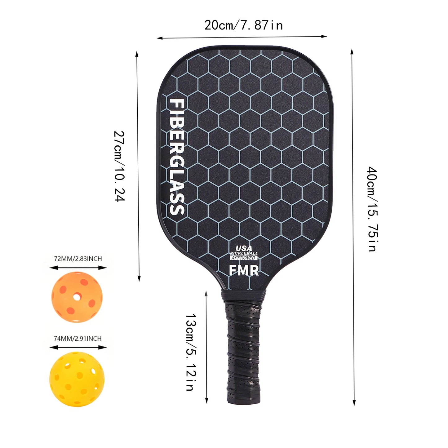Fiberglass Pickleball Paddle Set (2 Paddles & 4 Balls)