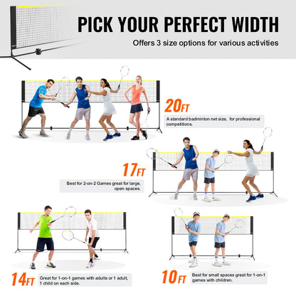 VEVOR Adjustable Multi-Sport Net: Badminton, Volleyball, Pickleball, Tennis (10/14/17FT)