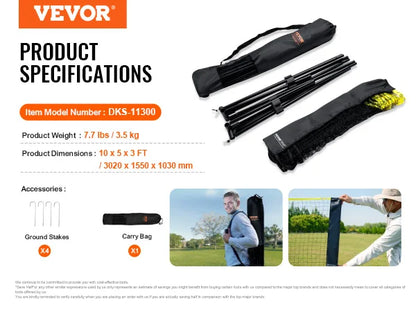 VEVOR Adjustable Multi-Sport Net: Badminton, Volleyball, Pickleball, Tennis (10/14/17FT)