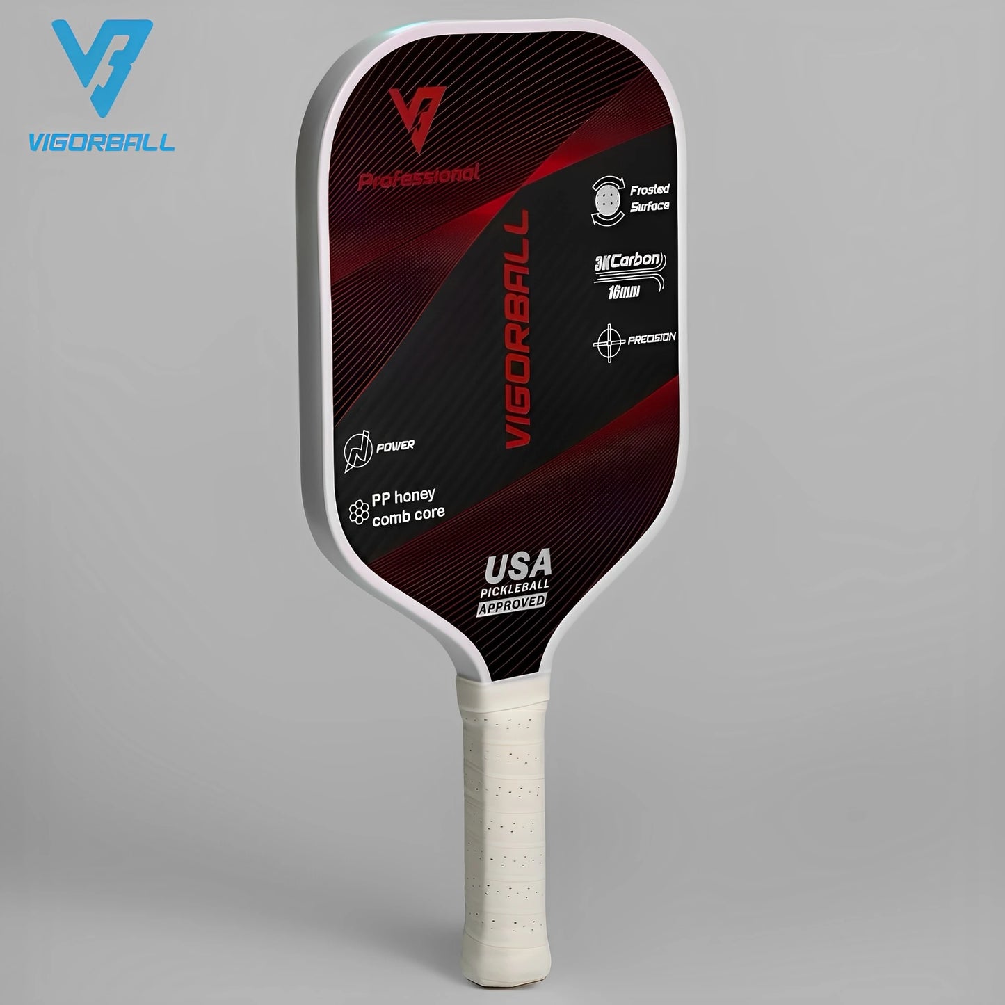 Vigorball 3K Raw Carbon Fiber 16mm Pickleball Paddle