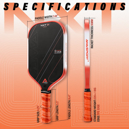 AMASPORT NXT01 MAX Raw Carbon Fiber Pickleball Paddle