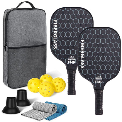 Fiberglass Pickleball Paddle Set (2 Paddles & 4 Balls)