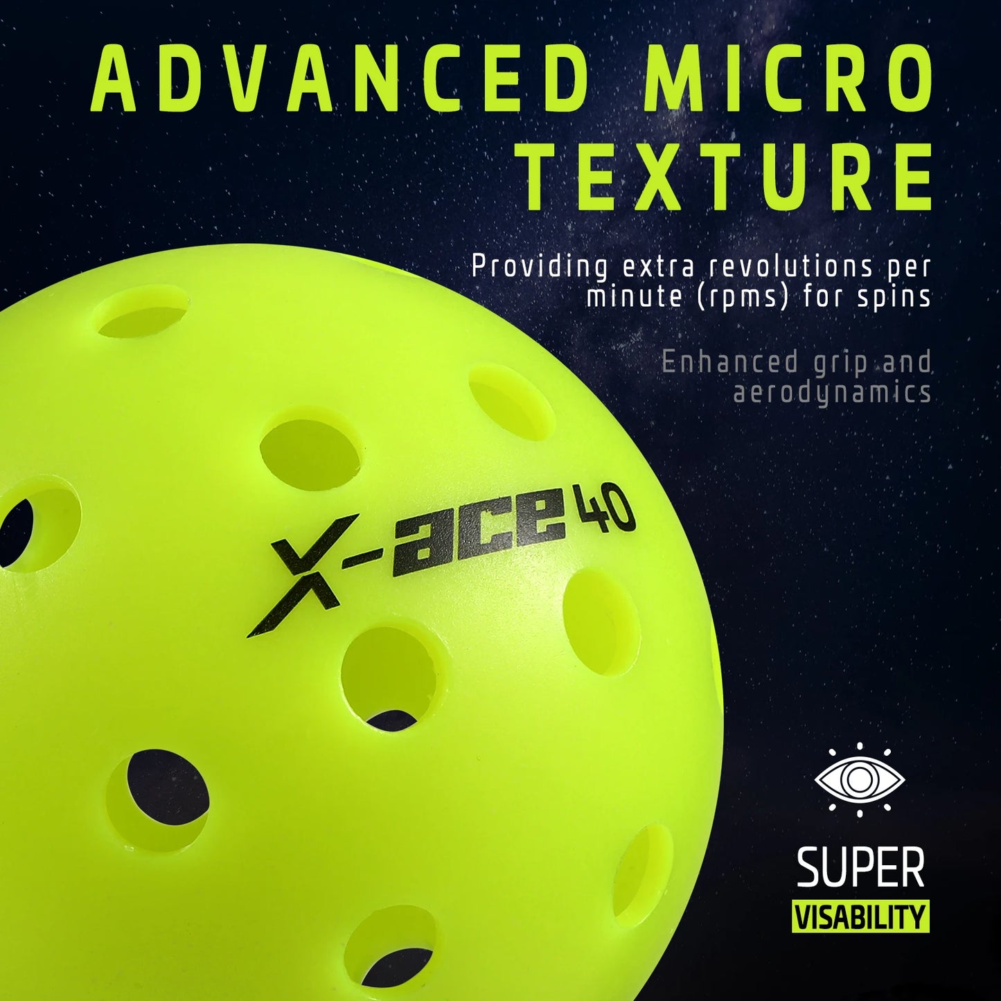 AMASPORT X-ACE Pickleballs 100% POP-Optic Yellow