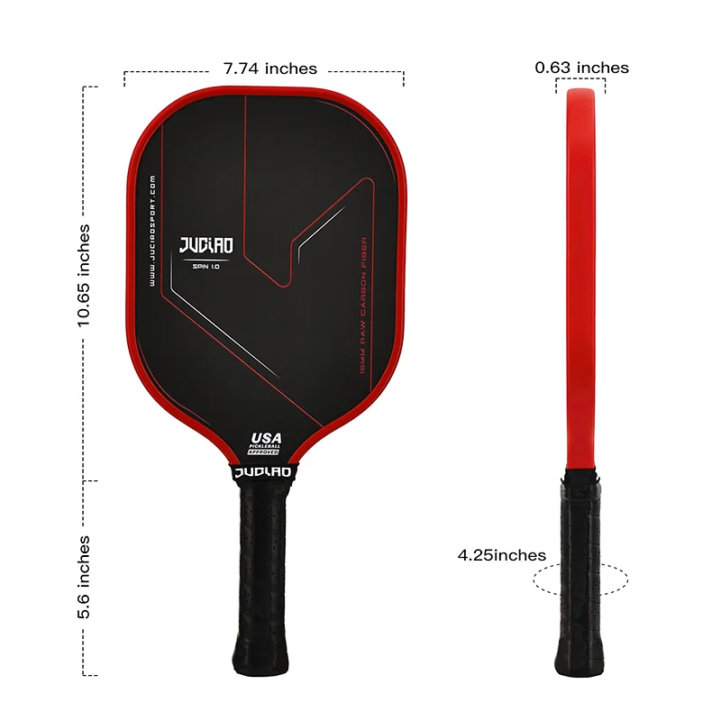 JUCIAO Thermoformed T700 Raw Carbon Fiber USAPA Pickleball Paddle with Spin Texture & Foam Edge (Long Handle)