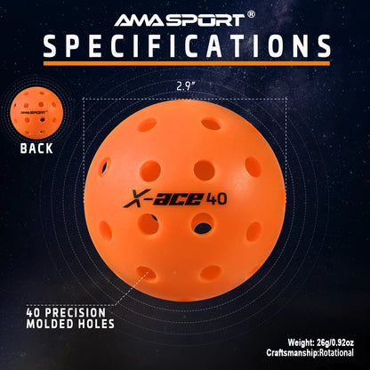 AMASPORT X-ACE Pickleballs (Orange)