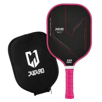 JUCIAO Thermoformed T700 Raw Carbon Fiber USAPA Pickleball Paddle with Spin Texture & Foam Edge (Long Handle)