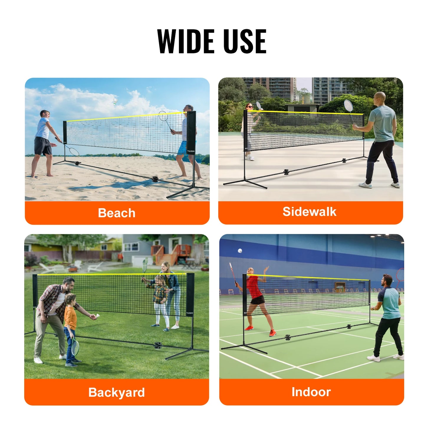 VEVOR Adjustable Multi-Sport Net: Badminton, Volleyball, Pickleball, Tennis (10/14/17FT)