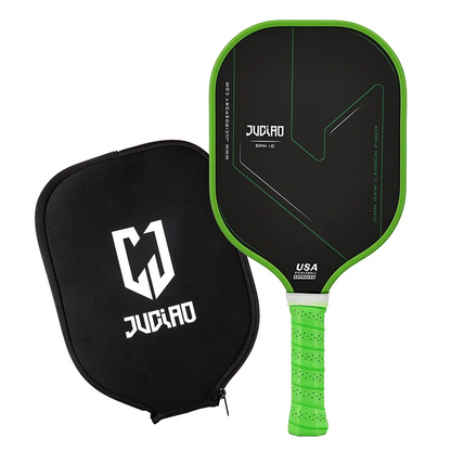 JUCIAO Thermoformed T700 Raw Carbon Fiber USAPA Pickleball Paddle with Spin Texture & Foam Edge (Long Handle)