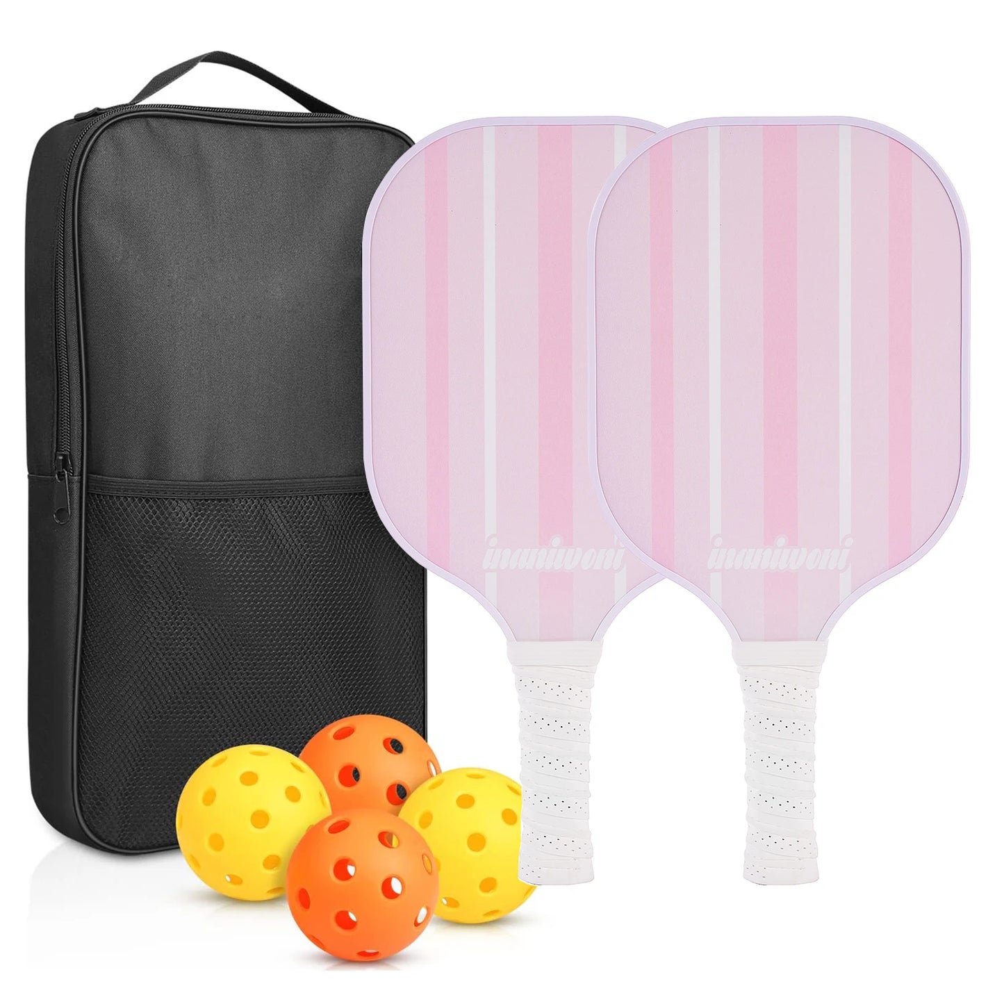 Fiberglass Pickleball Paddle Set (2 Paddles & 4 Balls)