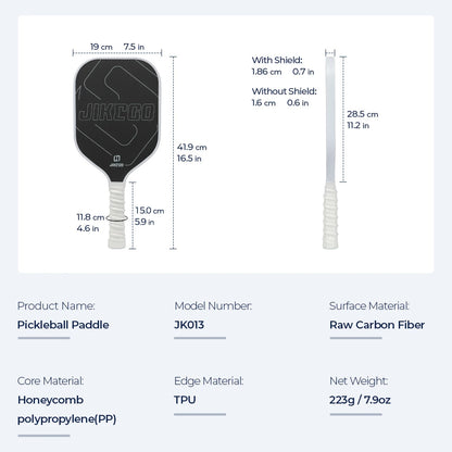 JIKEGO T700 Raw Carbon Fiber Pickleball Paddle with Accessories