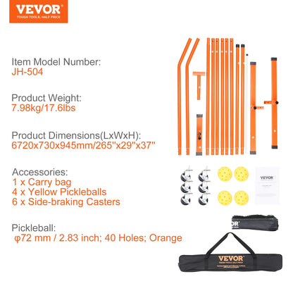 VEVOR 22FT Portable Pickleball Net System with Court Lines & 4 Paddles/Balls