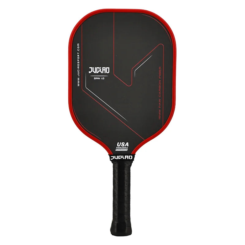 JUCIAO Thermoformed T700 Raw Carbon Fiber USAPA Pickleball Paddle with Spin Texture & Foam Edge (Long Handle)