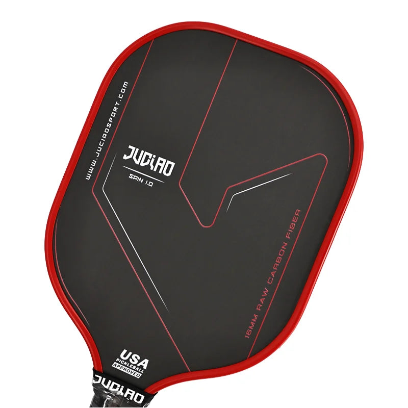 JUCIAO Thermoformed T700 Raw Carbon Fiber USAPA Pickleball Paddle with Spin Texture & Foam Edge (Long Handle)