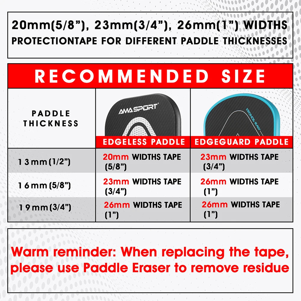 AMASPORT 2023 Pickleball Paddle Protection Tape - 20mm/23mm/26mm