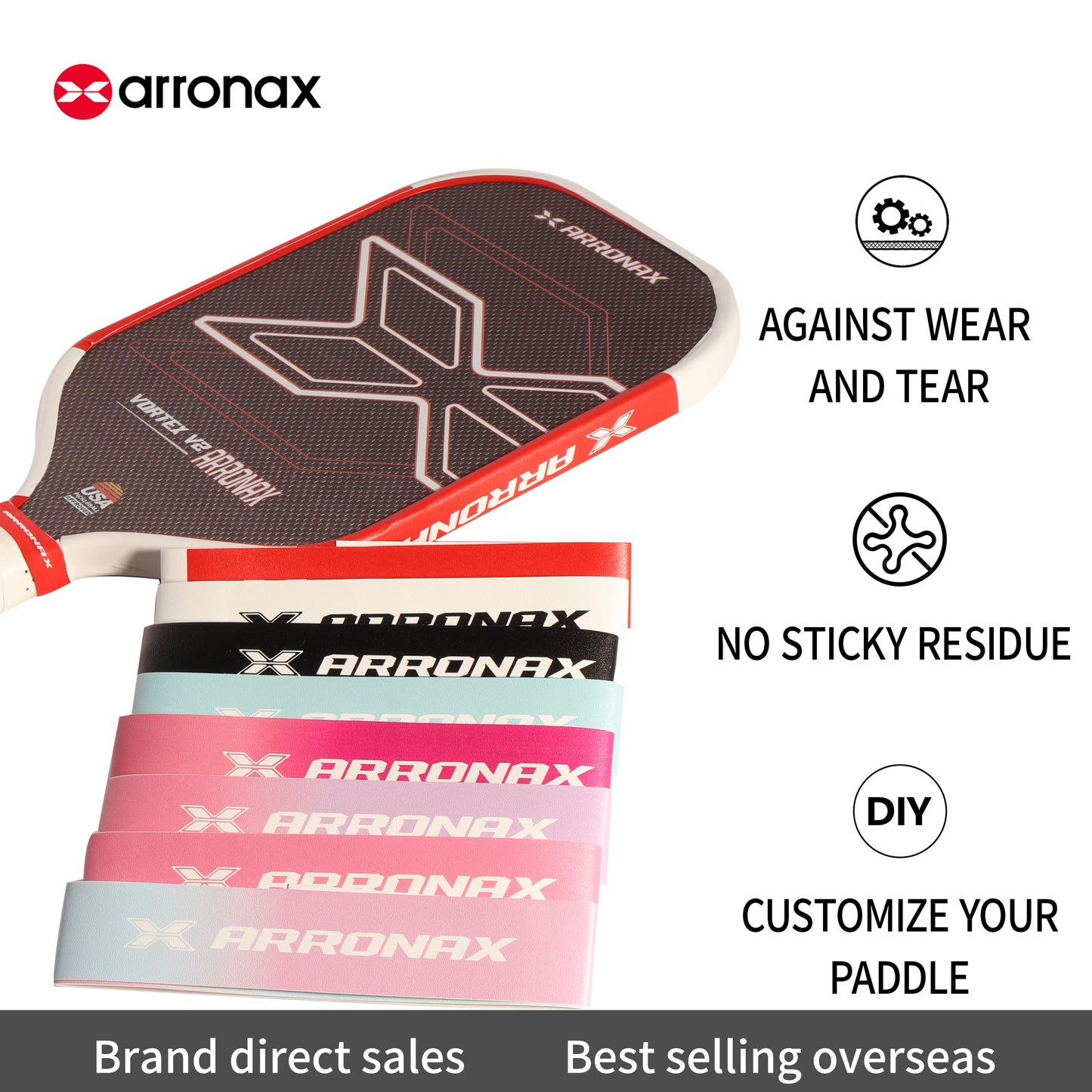 ARRONAX Pickleball Paddle Edge Guard Tape (3-Pack) - 3K PU Texture