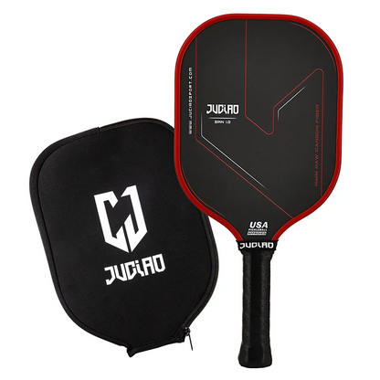 JUCIAO Thermoformed T700 Raw Carbon Fiber USAPA Pickleball Paddle with Spin Texture & Foam Edge (Long Handle)