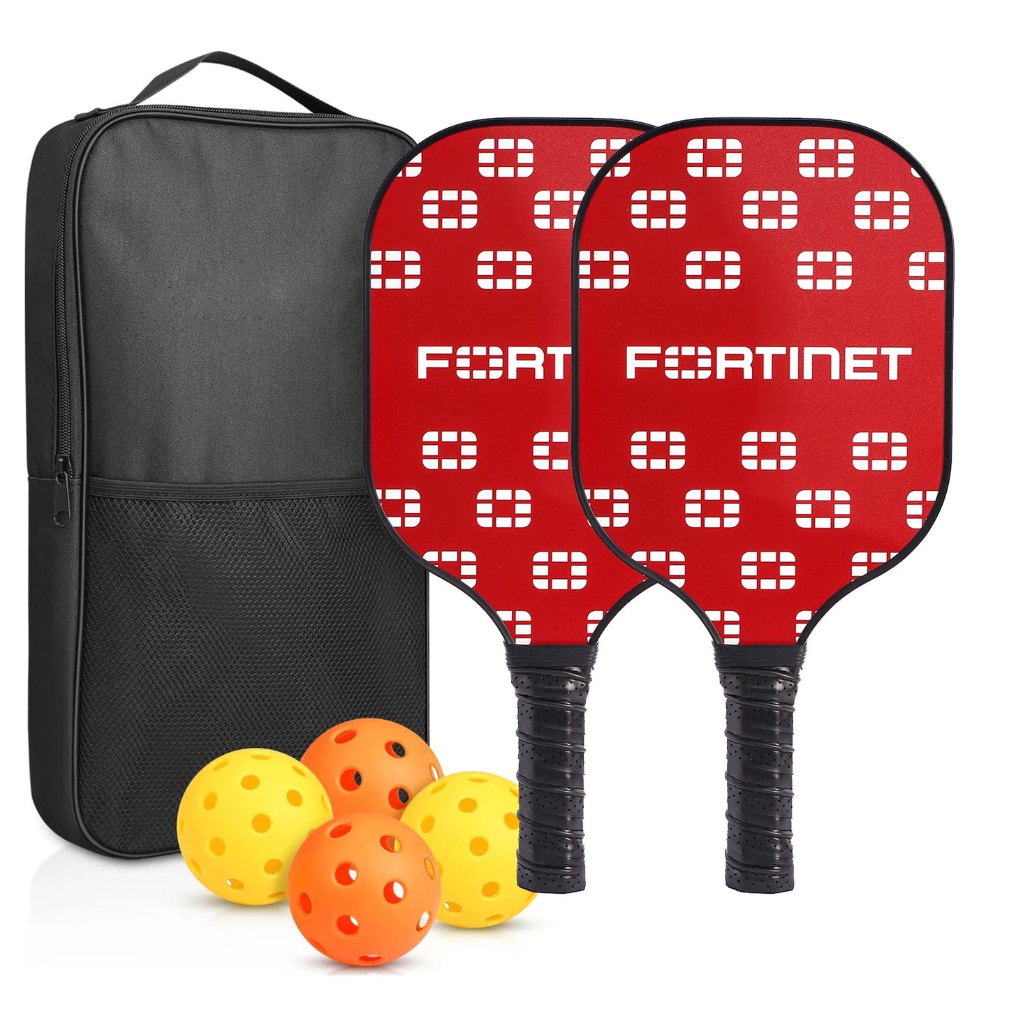 Fiberglass Pickleball Paddle Set (2 Paddles & 4 Balls)