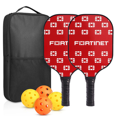 Fiberglass Pickleball Paddle Set (2 Paddles & 4 Balls)