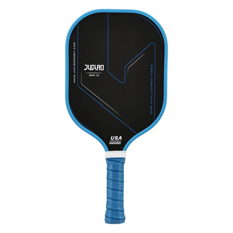 JUCIAO Thermoformed T700 Raw Carbon Fiber USAPA Pickleball Paddle with Spin Texture & Foam Edge (Long Handle)