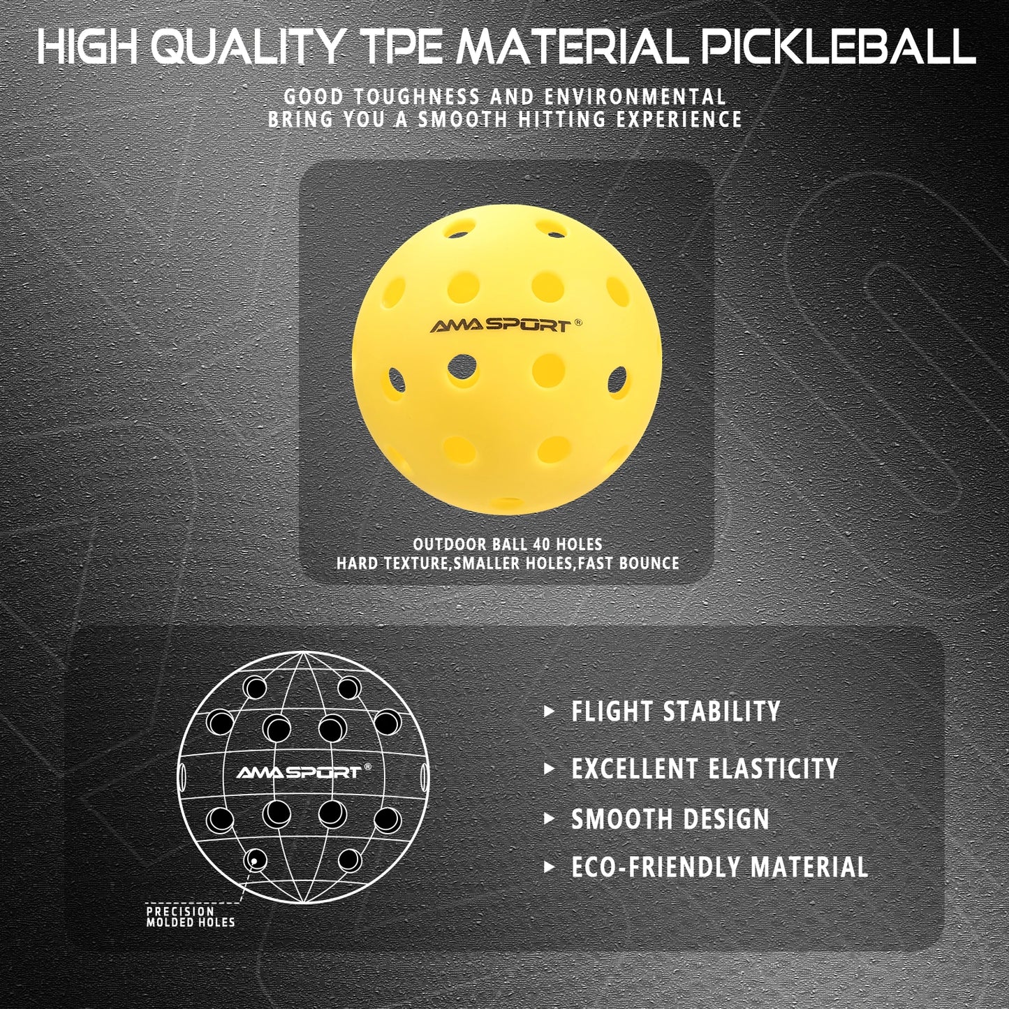 AMASPORT Fiberglass/Graphite Pickleball Set