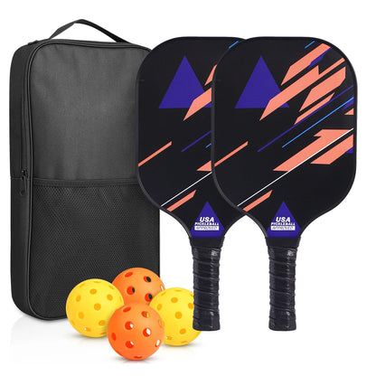 Fiberglass Pickleball Paddle Set (2 Paddles & 4 Balls)