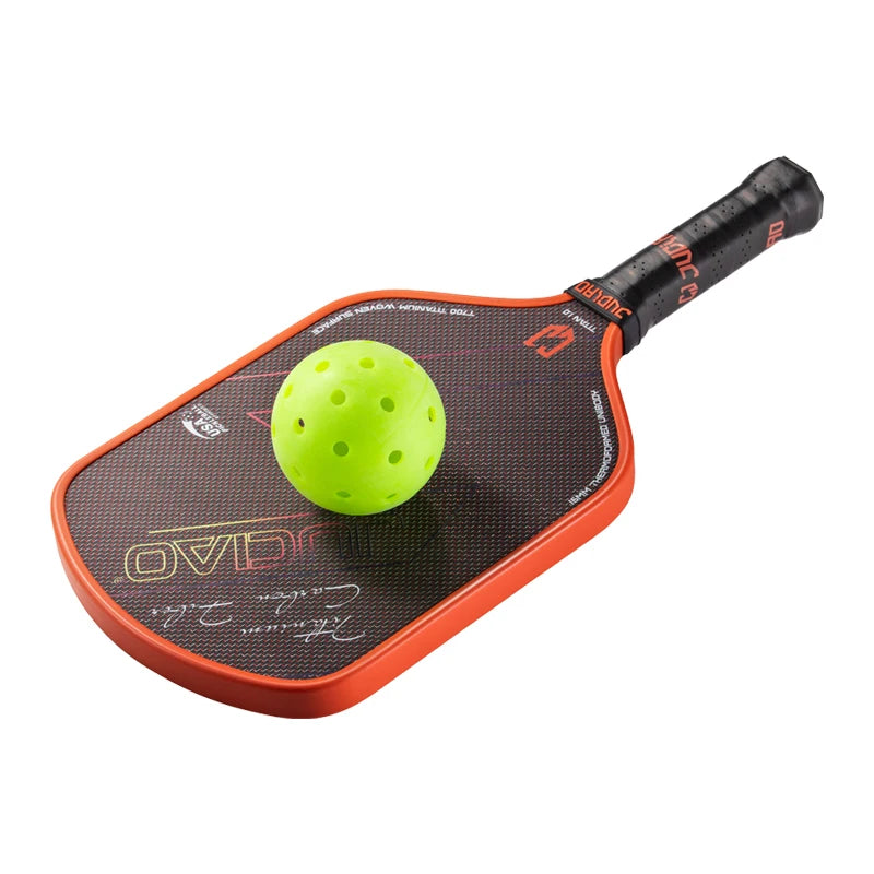 JUCIAO T-Titanium Carbon Fiber Pickleball Paddle with Thermoformed Edges & 2 Spin/Control Balls