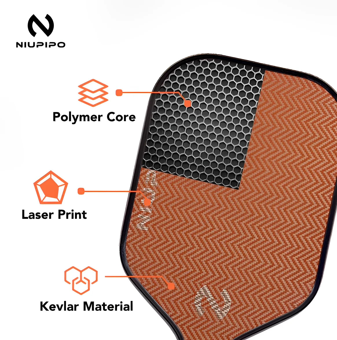 Niupipo Aramid Kevlar Fiber Fabric Pickleball Paddle