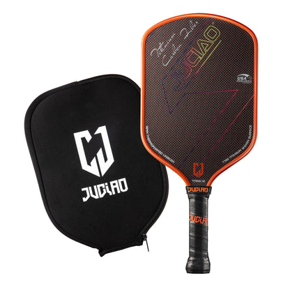 JUCIAO T-Titanium Carbon Fiber Pickleball Paddle with Thermoformed Edges & 2 Spin/Control Balls