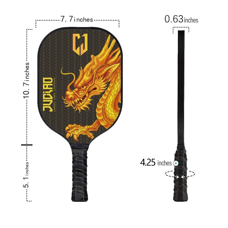 Juciao 16MM Carbon Fiber Pickleball Paddle with Dragon Detail