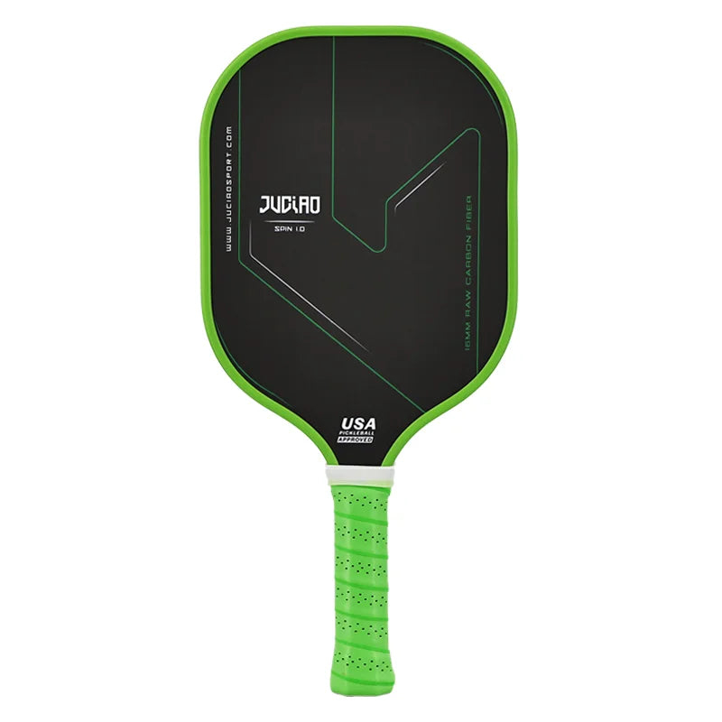 JUCIAO Thermoformed T700 Raw Carbon Fiber USAPA Pickleball Paddle with Spin Texture & Foam Edge (Long Handle)