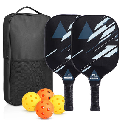 Fiberglass Pickleball Paddle Set (2 Paddles & 4 Balls)