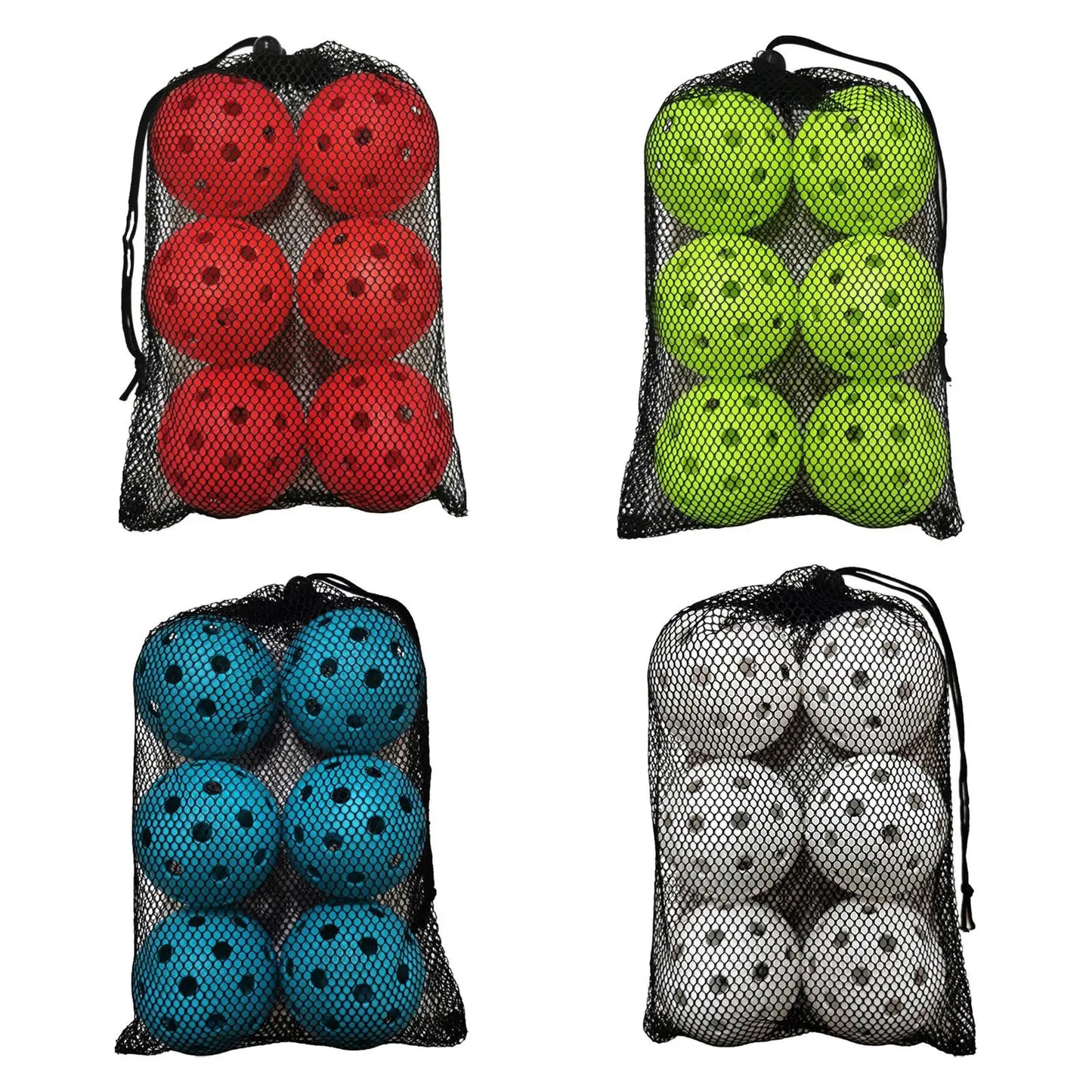 High-Visibility Pickleballs - Set of 6 with Mesh Bag - Indoor/Outdoor