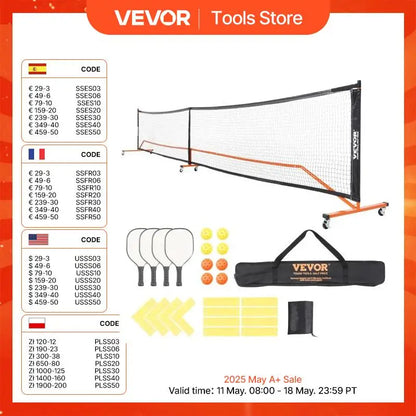 VEVOR 22FT Portable Pickleball Net System Set