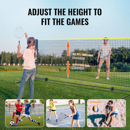 VEVOR Adjustable Multi-Sport Net: Badminton, Volleyball, Pickleball, Tennis (10/14/17FT)