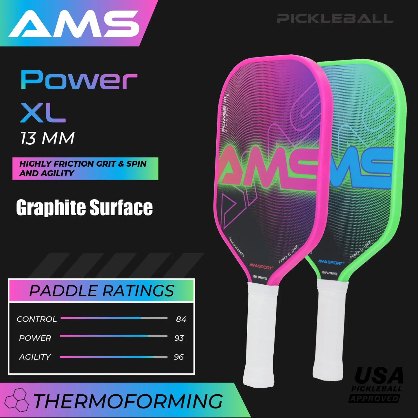 AMASPORT Pickleball Paddle Set with Protection Tapes and Erasers