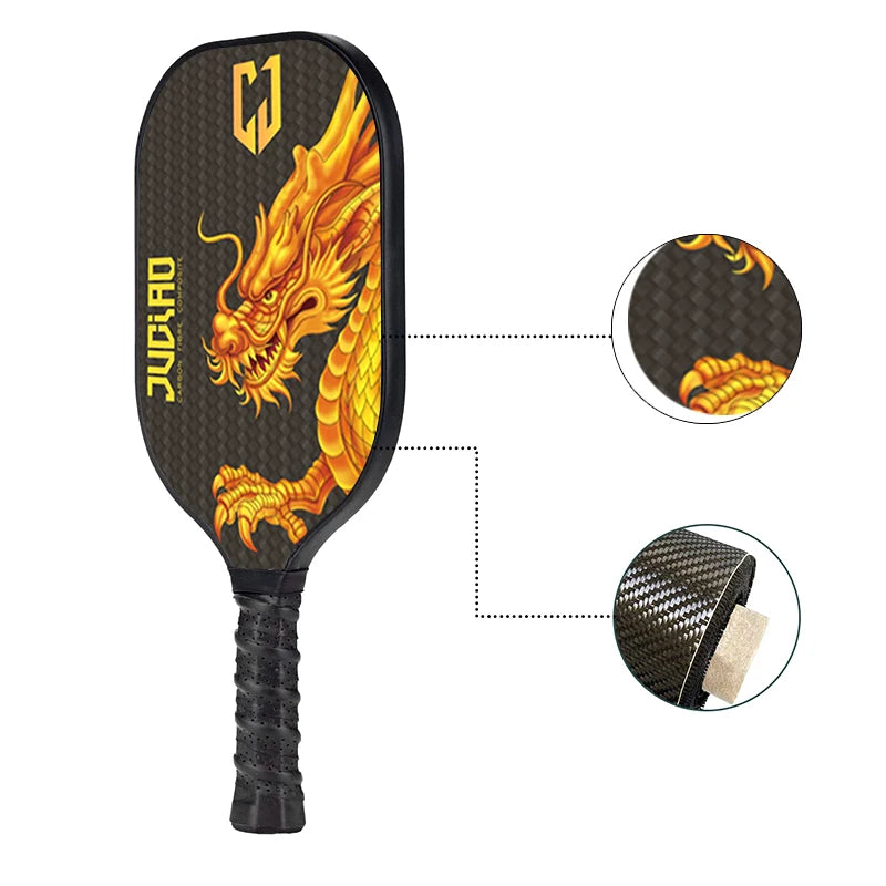 Juciao 16MM Carbon Fiber Pickleball Paddle with Dragon Detail