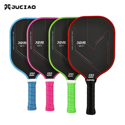 JUCIAO Thermoformed T700 Raw Carbon Fiber USAPA Pickleball Paddle with Spin Texture & Foam Edge (Long Handle)