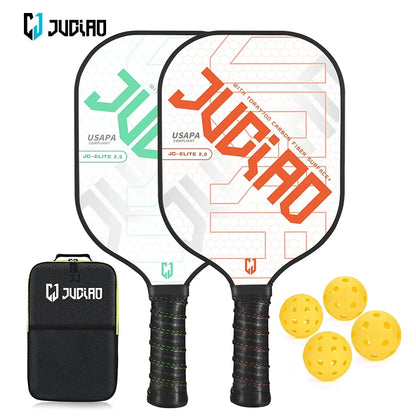 Juciao Thermoformed Carbon Fiber Face Lightweight Pickleball Set (Includes 4 Balls)