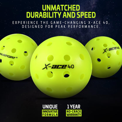 AMASPORT X-ACE Pickleballs 100% POP-Optic Yellow