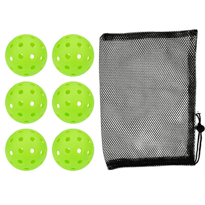 High-Visibility Pickleballs - Set of 6 with Mesh Bag - Indoor/Outdoor