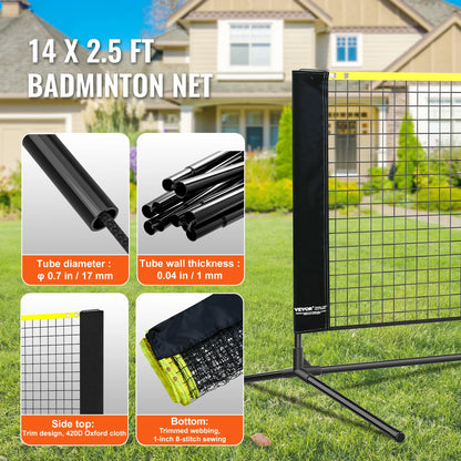 VEVOR Adjustable Multi-Sport Net: Badminton, Volleyball, Pickleball, Tennis (10/14/17FT)