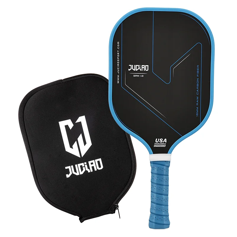 JUCIAO Thermoformed T700 Raw Carbon Fiber USAPA Pickleball Paddle with Spin Texture & Foam Edge (Long Handle)